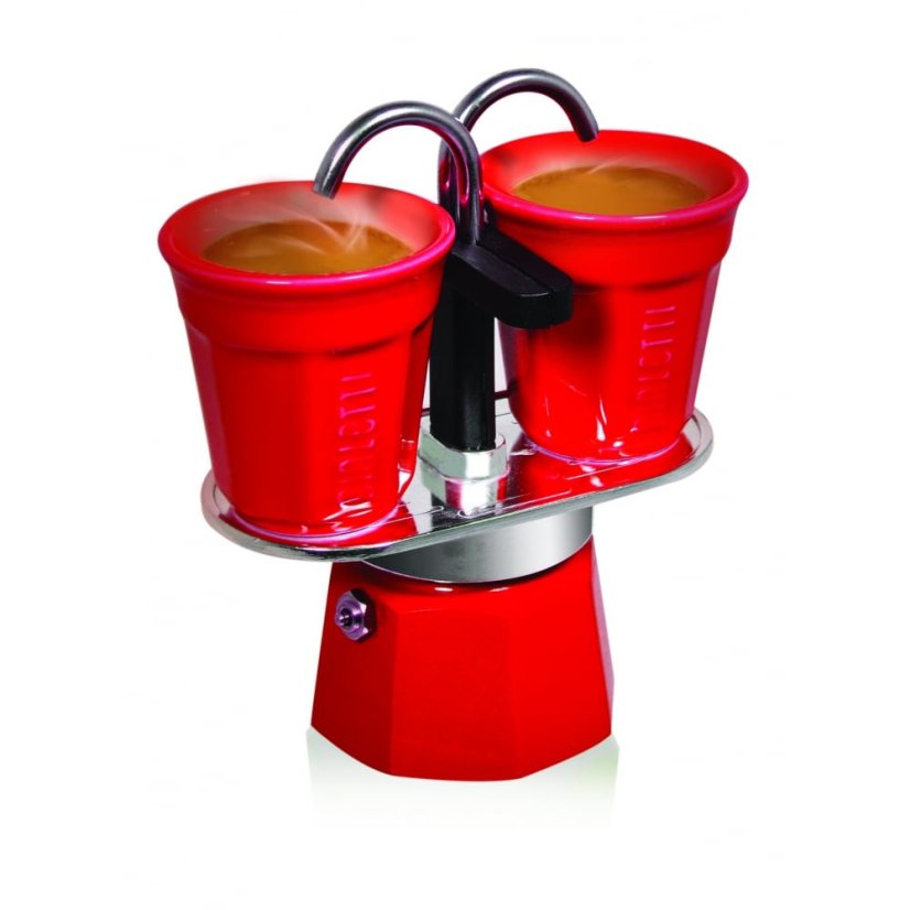 Bialetti - Mini Express červený set , moka konvice + 2 šálky