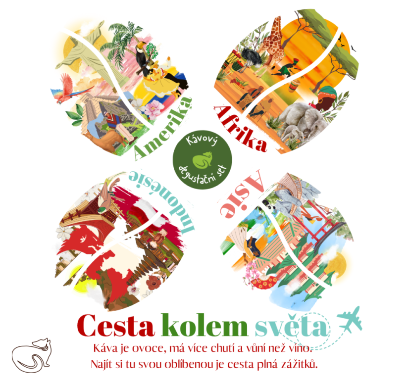 Degustační set káv Cesta kolem světa 4x50g