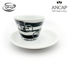 dAncap - šálka s podšálkou cappuccino Italia in Bici, pruhy, 180 ml