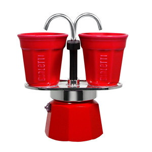 Bialetti - Mini Express červený set , moka konvice + 2 šálky