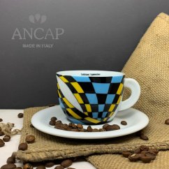 dAncap - šálek s podšálkem cappuccino Arlecchino, zig-zag, 190 ml
