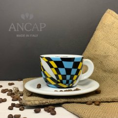 dAncap - šálek s podšálkem cappuccino Arlecchino, obdélniky, 190 ml