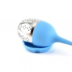 kawio - Сито для чаю з нержавіючої сталі з силіконовою кришкою, синє 1шт