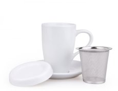kawio | Teacup with Integrated Filter – Porcelain – White