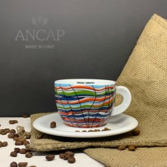 dAncap - šálek s podšálkem cappuccino Arlecchino, vlnky, 190 ml