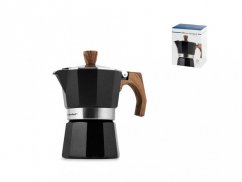 Pengo Spa - STANDARD, black with wood imitation, coffee machine, mocha pot, 3-6 cups