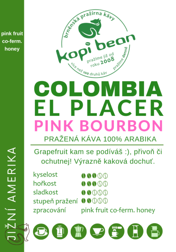 Colombia El placer pink bourbon, min. 50 g