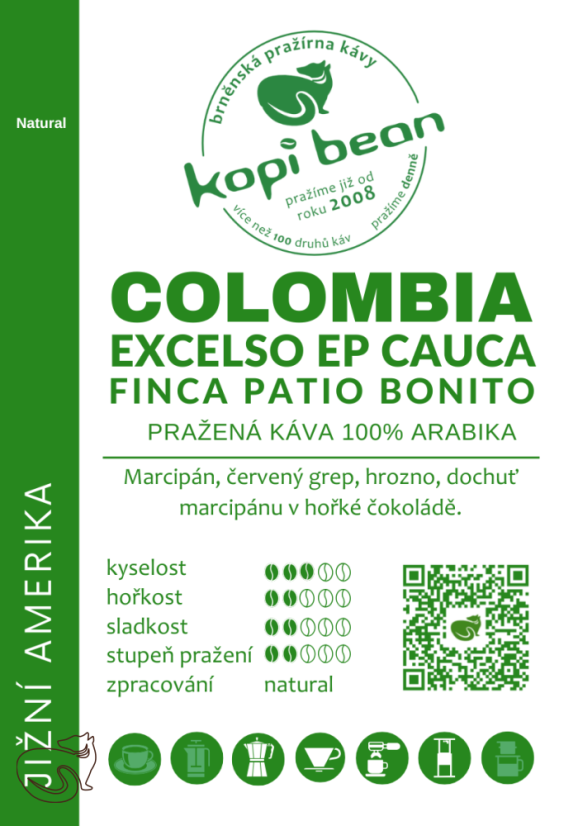 Colombia Excelso Finca Patio Bonito - čerstvě pražená káva Arabika, min. 50 g