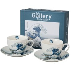 Duo - 2 porcelánové hrnky s podšálky The great wave, 270 ml