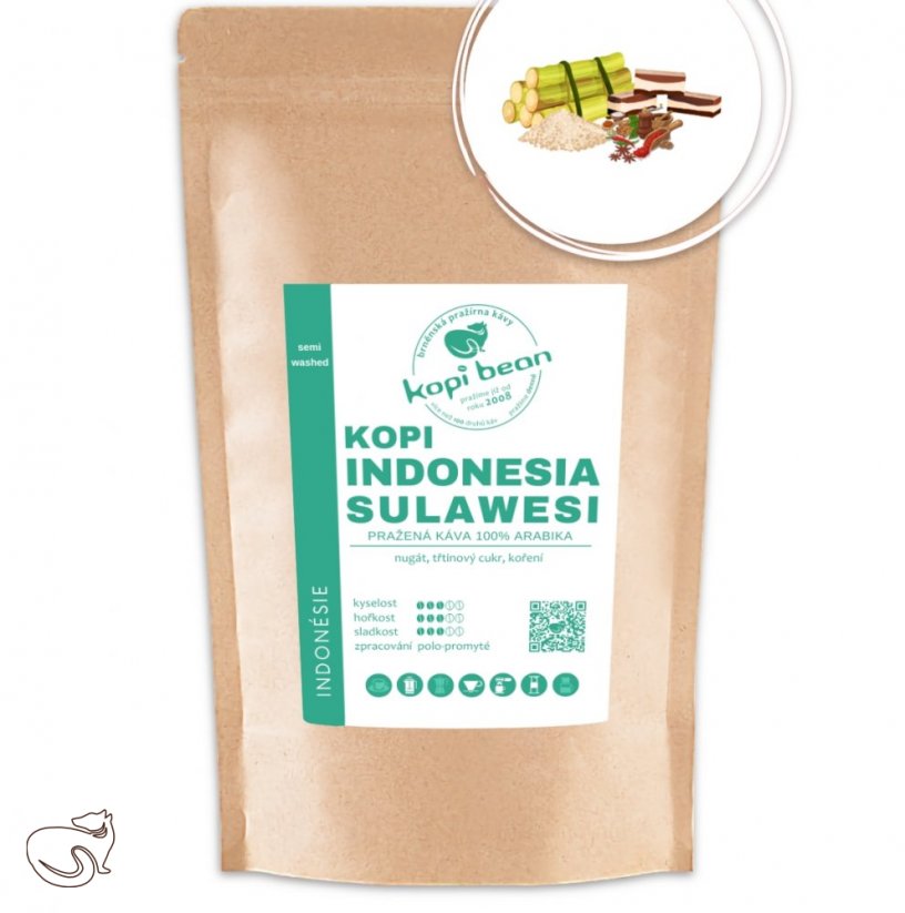 Kopi Indonesia Sulawesi Kalossi – čerstvě pražená káva Arabika, min. 50g