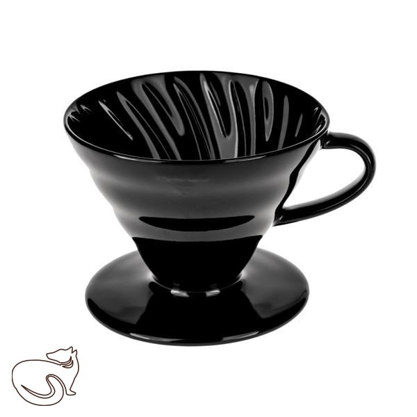 Hario - V60-02 DRIP, чорна керамічна кавоварка