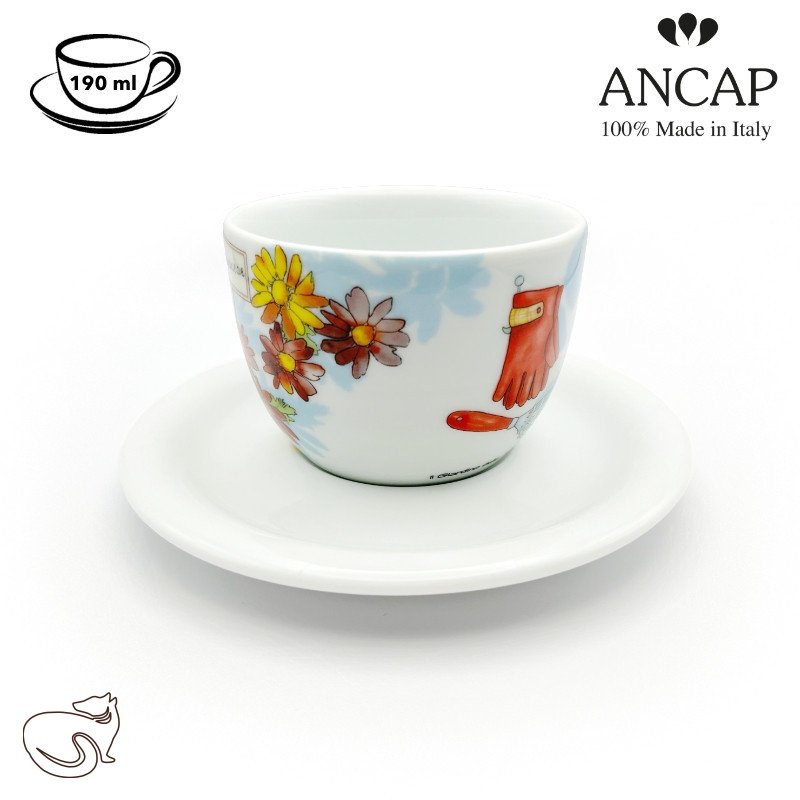 dAncap - Чашка з блюдцем для капучіно Giardino D. Meravigle, троянда, 190 мл