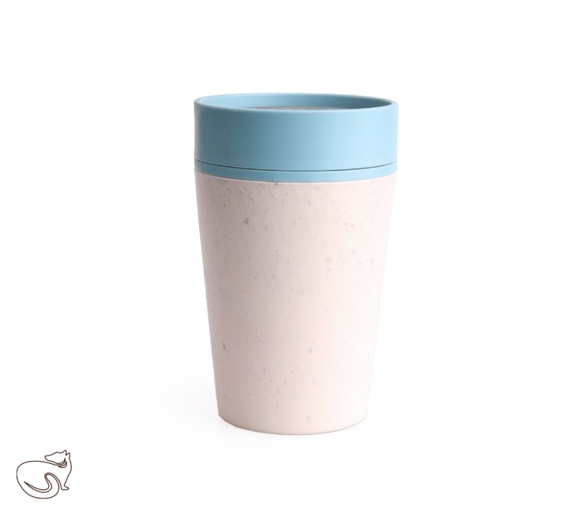 rCUP Cream and Blue coffee cup recycled waterproof 227ml