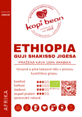 Ethiopia Guji Shakisso Jigesa BIO - čerstvě pražená káva, min. 50 g