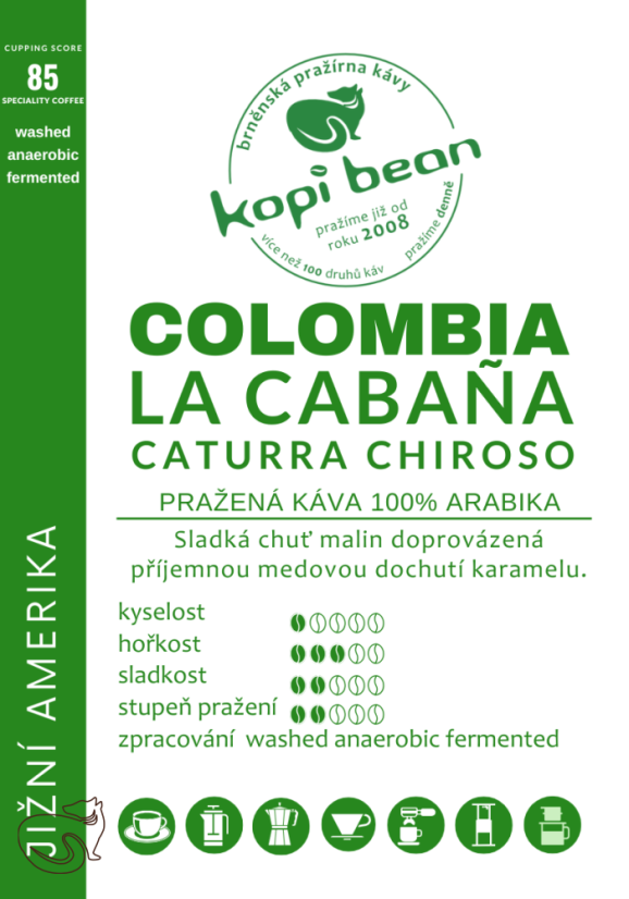 Colombia La Cabaña caturra chiroso, čerstvě pražená káva, min. 50 g