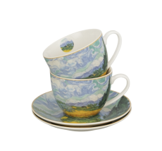 Duo - 2 porcelain mugs with saucers Wheat Field - V. van Gogh, 270 ml