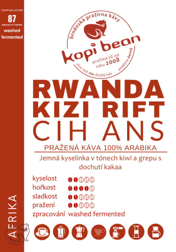 Rwanda Kizi Rift Cih ANS - čerstvě pražená káva, min. 50g