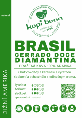 Brasil Cerrado Doce Diamantina - čerstvě pražená káva, min. 50g