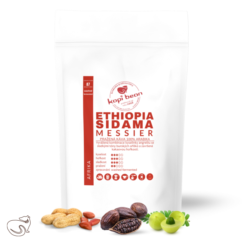 Ethiopia Sidama - Messier, čerstvě pražená káva, min. 50 g