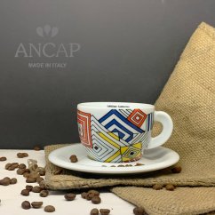dAncap - šálek s podšálkem cappuccino Arlecchino, kosočtverce, 190 ml