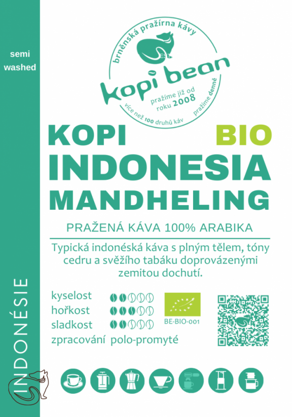 Kopi Indonesia Mandheling BIO FT - fresh roasted coffee, min. 50g