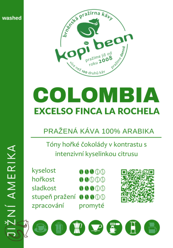 Colombia Excelso Finca La Rochela, čerstvá káva Arabika, min. 50 g
