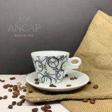 dAncap - šálka s podšálkou cappuccino Italia in Bici, minimalizmus, 180 ml