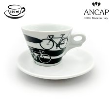 dAncap - šálka s podšálkou cappuccino Italia in Bici, pruhy, 180 ml