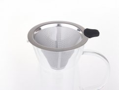 Kawio - double-walled glass dripper with stainless steel filter 300 ml