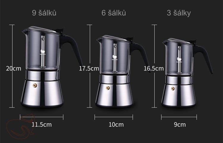 kawio - induction moka pot transparent, 6 cups