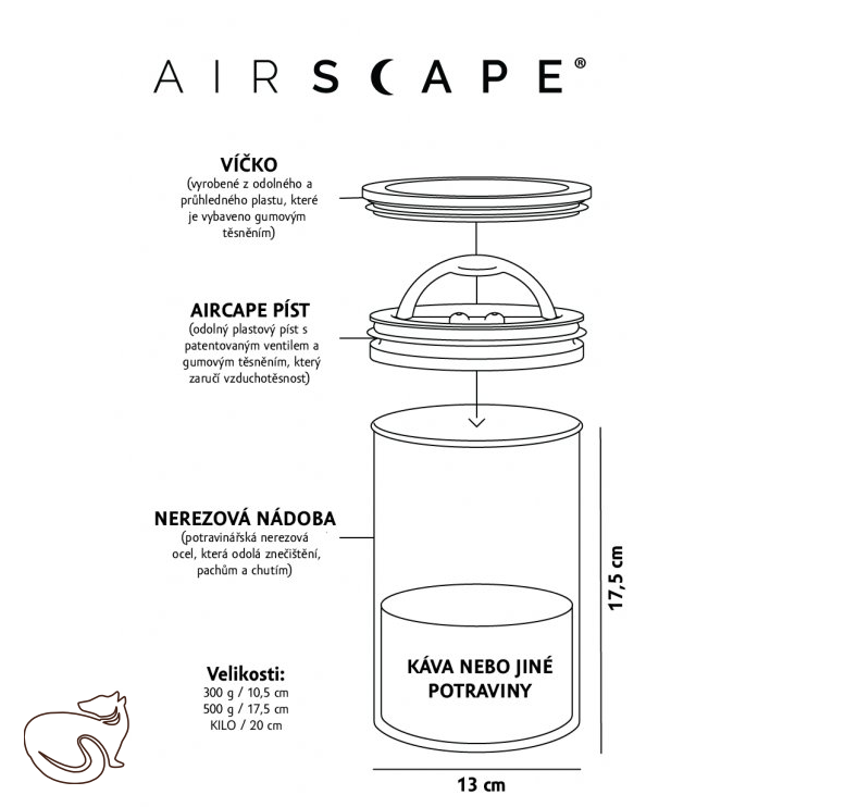Airscape - Вакуумна банка для кави матово-чорна, 300 г