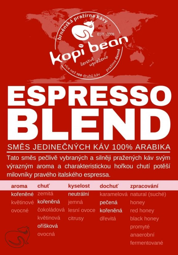 ESPRESSO BLEND - směs čerstvě pražených káv pro každý den, min. 50g