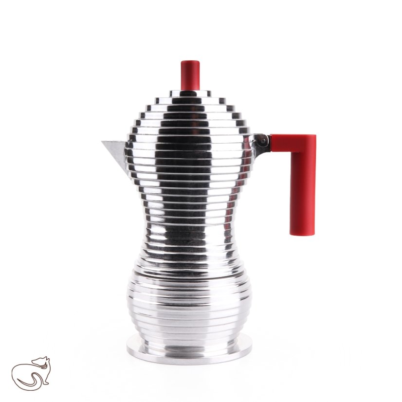 Alessi - Moka konvička Pulcina, kávovar na 1-6 šálků, více barev - Počet šálků: 6 (300 ml), Pulcina: červený