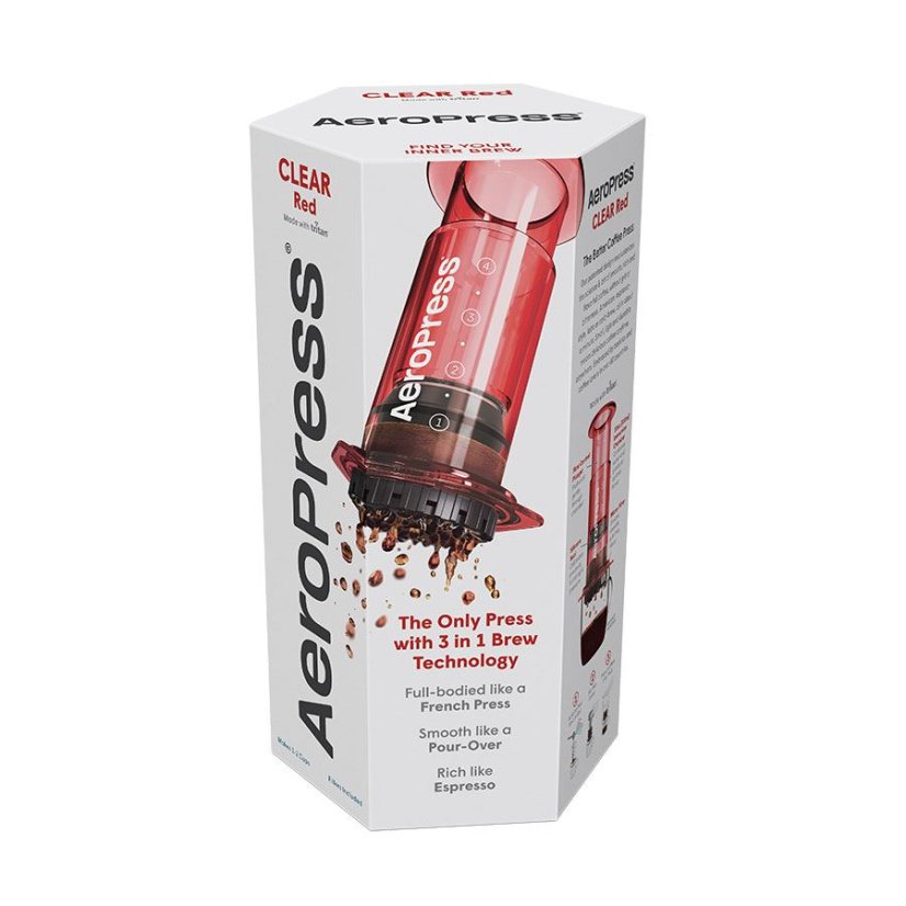 AeroPress | Cestovní kávovar Clear, Červený Tritan