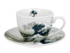 Duo - porcelánový hrnek s podšálkem The Great Wave Hokusai, 250 ml