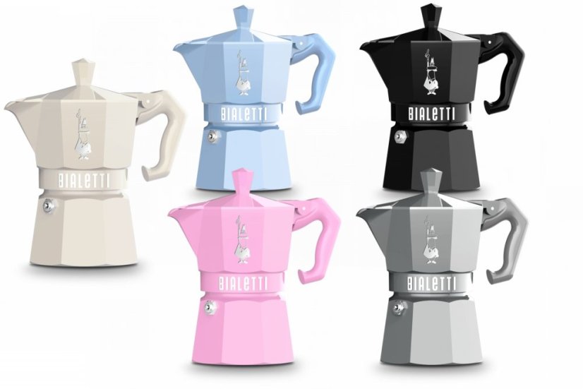 Bialetti -  Moka Exclusive moka konvička, 3 šálky, různé barvy - Moka Exclusive: černá