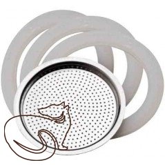 Pezzetti - Змінна прокладка та ситечко для каструлі мокко з нержавіючої сталі, 4-10 чашок