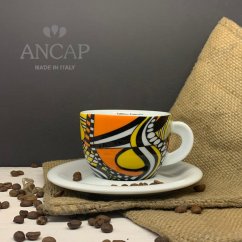 dAncap - šálek s podšálkem cappuccino Arlecchino, oranžová, 190 ml