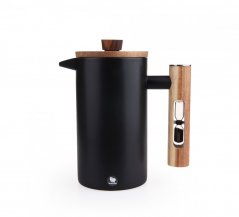 kawio -  stainless steel french press with hourglass black, 1000 ml