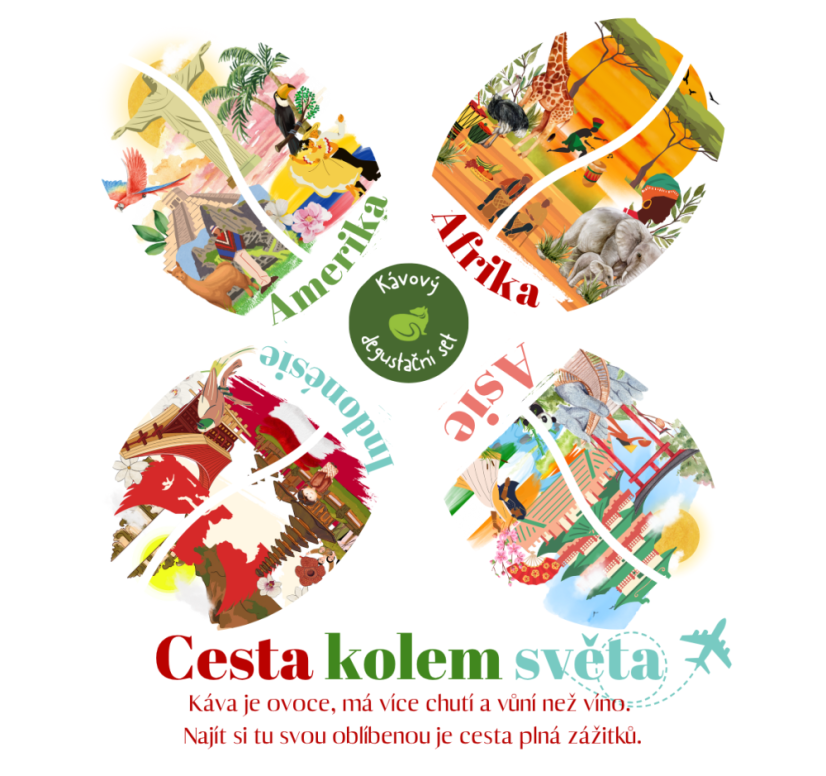 Degustační set káv | Cesta kolem světa – 4x50 g