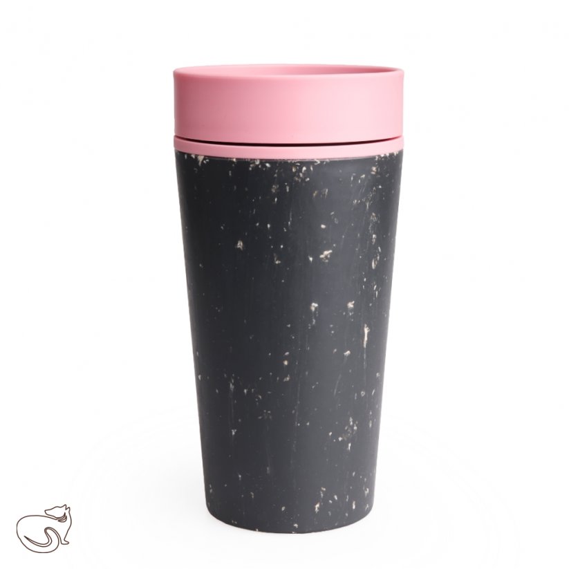 rCUP Black and Pink kelímek na kávu recyklovaný vodotěsný 340ml