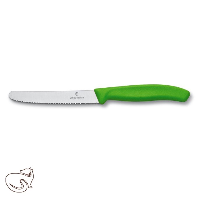 Kuchyňský nůž Victorinox  na rajčata vlnitý  zelená, 6.7836.L114