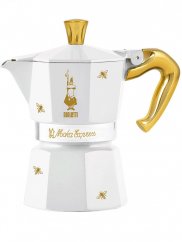 Bialetti -  Moka Express white moka pot with bee motif, 3 cups
