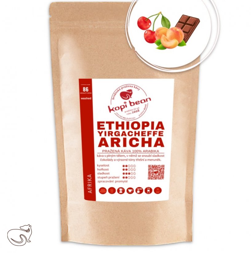 Ethiopia Yirgacheffe Aricha - čerstvě pražená káva, min. 50g