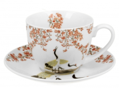 Duo - porcelánový hrnek s podšálkem Sakura & Cranes, 250 ml