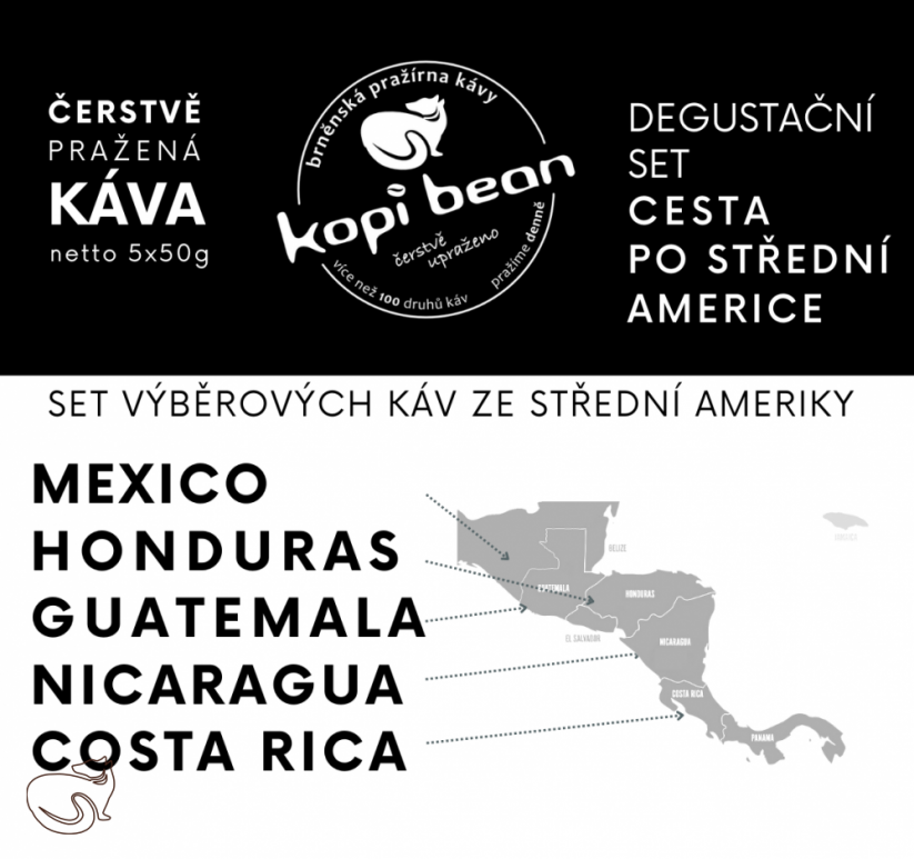 Degustační set káv Cesta po Střední Americe