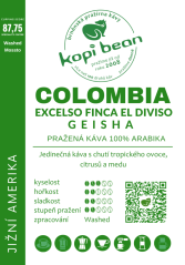 Colombia Excelso Finca El Diviso Geisha - čerstvá káva Arabika, min. 50 g