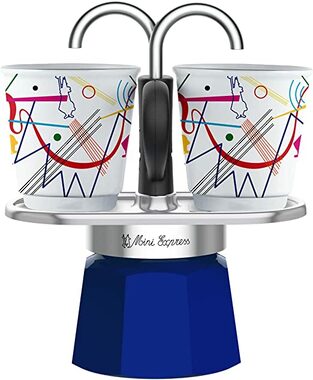 Bialetti - MINI EXPRESS + 2 šálky Kandinsky, modrý, objem 2 šálky