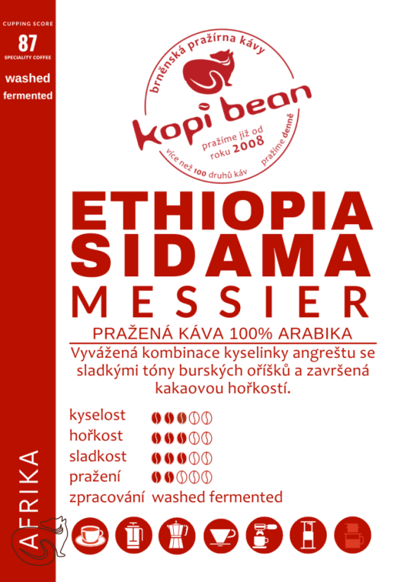 Ethiopia Sidama - Messier, čerstvě pražená káva, min. 50 g