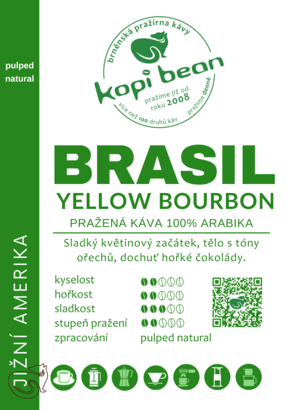 Brasil Yellow Bourbon - čerstvě pražená káva, min. 50g